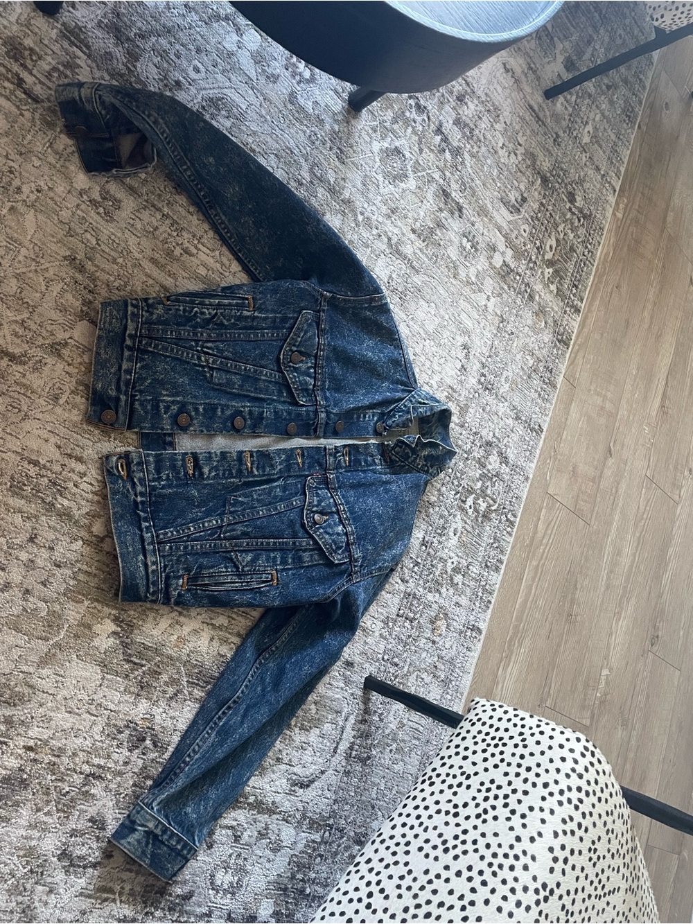 Dark Blue Denim Jacket - Classic Button-Front Coat
